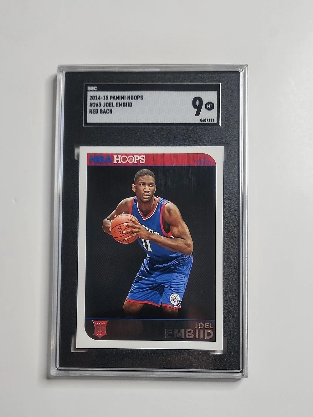 Joel Embiid ~ 2014 - 2015 ~ Panini Hoops ~ Rookie ~ Red Back ~ SGC 9 Graded